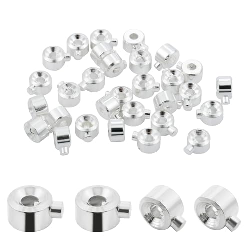 Quetschperlen für die Schmuckherstellung, 3,2 mm Schließfach-Trennperlen, Positionierungs-Abstandshalter für Schmuckherstellung, Perlenabdeckungen für DIY-Armbänder, Halsketten, 30 Stück Quetschperlen für die Schmuckherstellung, 3,2 mm Schließfach-Trennperlen, Positionierungs-Abstandshalter für Schmuckherstellung, Perlenabdeckungen für DIY-Armbänder, Halsketten, 30 Stück von LXVKOER