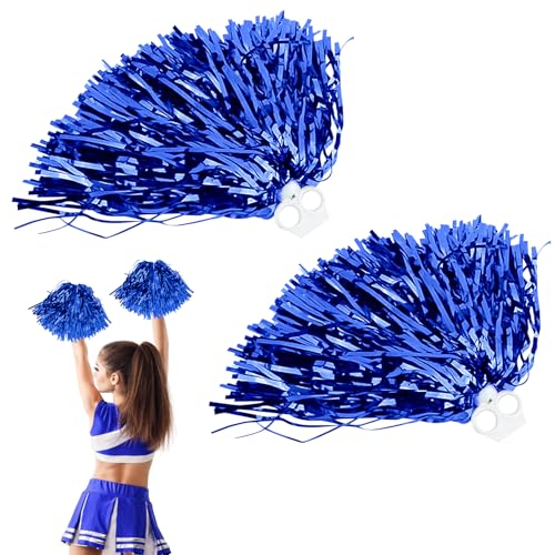 2 Stück Cheerleader Pompons Handblumen, Cheerleading Pompons, Pompoms Cheerleading, Metallfolie Cheerleading Pom Poms, Cheer Poms mit Griff, für Ballspiele,Tänze,WM-Fußballfans Kinder Erwachsene von LXYYDS