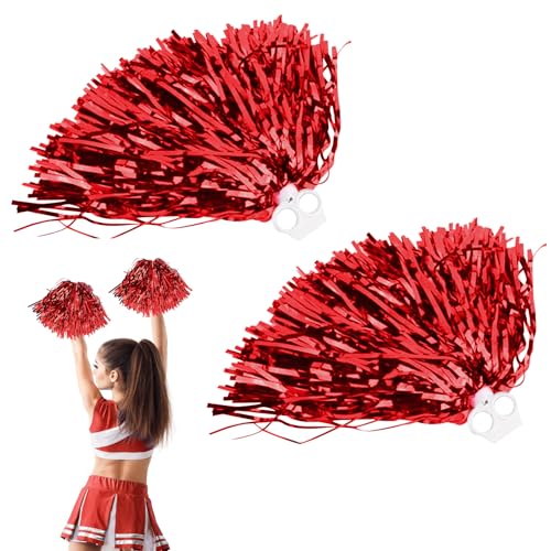 2 Stück Cheerleader Pompons Handblumen, Cheerleading Pompons, Pompoms Cheerleading, Metallfolie Cheerleading Pom Poms, Cheer Poms mit Griff, für Ballspiele,Tänze,WM-Fußballfans Kinder Erwachsene von LXYYDS