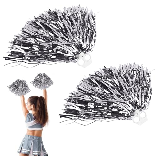 Pompoms Cheerleading, 2 Stück Cheerleader Pompons Handblumen, Cheerleading Pompons, Metallfolie Cheerleading Pom Poms, Cheer Poms mit Griff, für Ballspiele, WM-Fußballfans Kinder Erwachsene (D) von LXYYDS