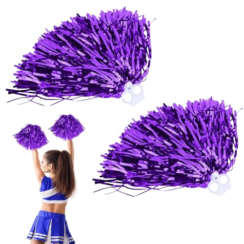 Pompoms Cheerleading, 2 Stück Cheerleader Pompons Handblumen, Cheerleading Pompons, Metallfolie Cheerleading Pom Poms, Cheer Poms mit Griff, für Ballspiele, WM-Fußballfans Kinder Erwachsene (F) von LXYYDS