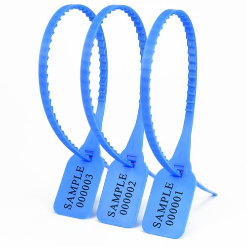 Press- und Siegelfolie, Kunststoff-Kabelbinder, Manipulationssichere, nummerierte, quadratische, beschreibbare Etiketten. Festziehbare Kabelbinder. Selbstsichernde Einweg-Versandsiegel.(Blue,500pcs) von LXZSMH