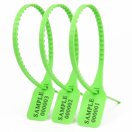 Press- und Siegelfolie, Kunststoff-Kabelbinder, Manipulationssichere, nummerierte, quadratische, beschreibbare Etiketten. Festziehbare Kabelbinder. Selbstsichernde Einweg-Versandsiegel.(Green,100pcs) von LXZSMH