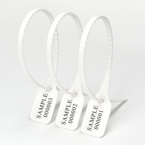 Press- und Siegelfolie, Kunststoff-Kabelbinder, Manipulationssichere, nummerierte, quadratische, beschreibbare Etiketten. Festziehbare Kabelbinder. Selbstsichernde Einweg-Versandsiegel.(White,100pcs) von LXZSMH