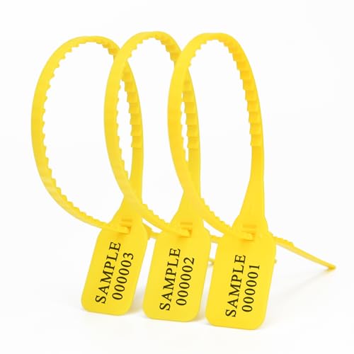 Press- und Siegelfolie, Kunststoff-Kabelbinder, Manipulationssichere, nummerierte, quadratische, beschreibbare Etiketten. Festziehbare Kabelbinder. Selbstsichernde Einweg-Versandsiegel.(Yellow,100pcs) von LXZSMH