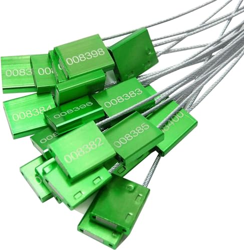 Press- und Siegelfolie, Kunststoff-Kabelbinder, Nummerierte Sicherheitskabelplomben, manipulationssichere Stahldrahtplomben, LKW-Siegel, selbstverriegelnde Einweg-Sicherheitsetiketten(Green) von LXZSMH