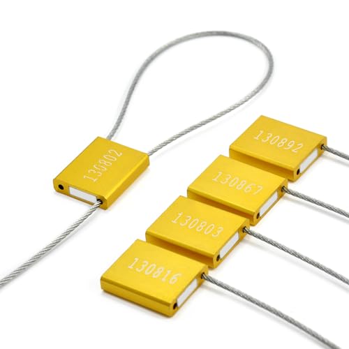 Press- und Siegelfolie, Kunststoff-Kabelbinder, Nummerierte Sicherheitskabelplomben, manipulationssichere Stahldrahtplomben, LKW-Siegel, selbstverriegelnde Einweg-Sicherheitsetiketten(Yellow) von LXZSMH