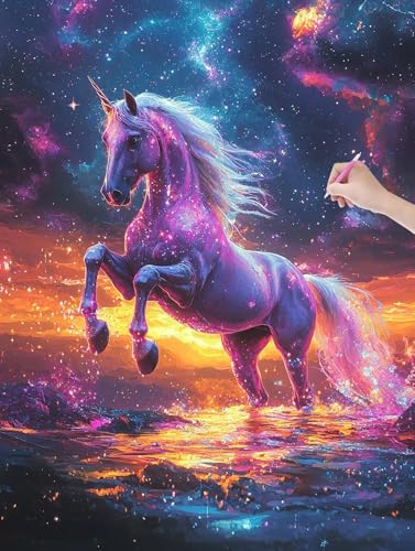 Diamond Painting Erwachsene, Diamant Painting Bilder Einhorn 60x80 cm, DIY Cross Stickerei Diamant Malerei Kits für Erwachsene und Kinder, Mosaikherstellung Bastelset für Zimmer Deko Wohnzimmer, Q-0 von LXingzun