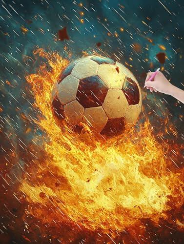 Diamond Painting Erwachsene, Diamant Painting Bilder Fußball 60x80 cm, DIY Cross Stickerei Diamant Malerei Kits für Erwachsene und Kinder, Mosaikherstellung Bastelset für Zimmer Deko Wohnzimmer, U-42 von LXingzun