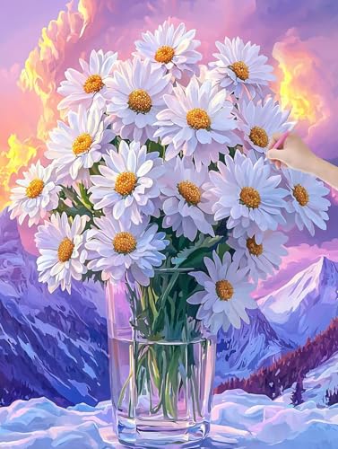 Diamond Painting Erwachsene, Diamant Painting Bilder Gänseblümchen 60x80 cm, DIY Cross Stickerei Diamant Malerei Kits für Erwachsene und Kinder, Mosaikherstellung Bastelset für Deko Wohnzimmer, U-54 von LXingzun
