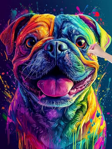 Diamond Painting Erwachsene, Diamant Painting Bilder Hund 60x80 cm, DIY Cross Stickerei Diamant Malerei Kits für Erwachsene und Kinder, Mosaikherstellung Bastelset für Zimmer Deko Wohnzimmer, U-58 von LXingzun