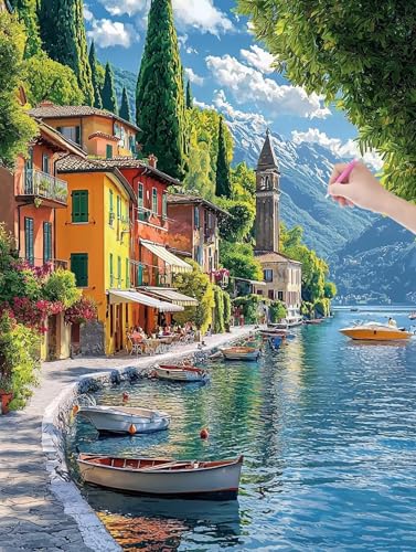 Diamond Painting Erwachsene, Diamant Painting Bilder Italien 50x70 cm, DIY Cross Stickerei Diamant Malerei Kits für Erwachsene und Kinder, Mosaikherstellung Bastelset für Zimmer Deko Wohnzimmer, T-24 von LXingzun