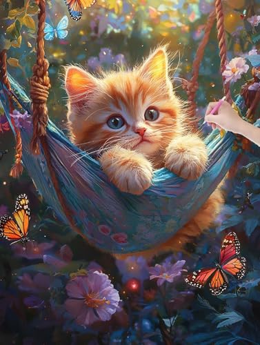 Diamond Painting Erwachsene, Diamant Painting Bilder Katze 60x80 cm, DIY Cross Stickerei Diamant Malerei Kits für Erwachsene und Kinder, Mosaikherstellung Bastelset für Zimmer Deko Wohnzimmer, I-48 von LXingzun