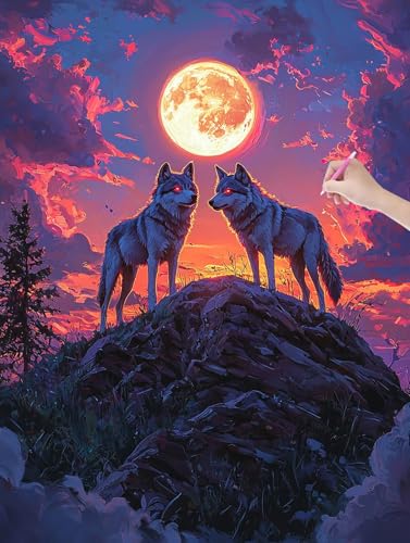 Diamond Painting Erwachsene, Diamant Painting Bilder Wolf 50x70 cm, DIY Cross Stickerei Diamant Malerei Kits für Erwachsene und Kinder, Mosaikherstellung Bastelset für Zimmer Deko Wohnzimmer, E-54 Diamond Painting Erwachsene, Diamant Painting Bilder Wolf 50x70 cm, DIY Cross Stickerei Diamant Malerei Kits für Erwachsene und Kinder, Mosaikherstellung Bastelset für Zimmer Deko Wohnzimmer, E-54 von LXingzun