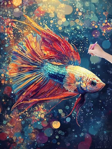 Diamond Painting Fisch, 5D Diamant Painting Bilder Erwachsene und Anfänger, Diamant Malerei Bastelset Erwachsene, DIY Mosaikherstellung Basteln für Geschenke und Wanddeko Wohnzimmer, 60x80cm, U-29 Diamond Painting Fisch, 5D Diamant Painting Bilder Erwachsene und Anfänger, Diamant Malerei Bastelset Erwachsene, DIY Mosaikherstellung Basteln für Geschenke und Wanddeko Wohnzimmer, 60x80cm, U-29 von LXingzun