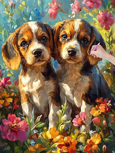 Diamond Painting Hund, 5D Diamant Painting Bilder Erwachsene und Anfänger, Diamant Malerei Bastelset Erwachsene, DIY Mosaikherstellung Basteln für Geschenke und Wanddeko Wohnzimmer, 60x80cm, U-85 von LXingzun