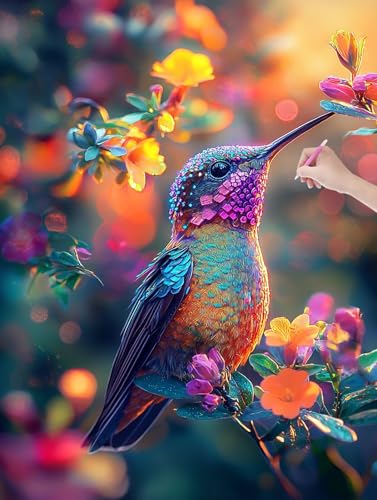 Diamond Painting Kolibri, 5D Diamant Painting Bilder Erwachsene und Anfänger, Diamant Malerei Bastelset Erwachsene, DIY Mosaikherstellung Basteln für Geschenke und Wanddeko Wohnzimmer, 30x40cm, T-89 Diamond Painting Kolibri, 5D Diamant Painting Bilder Erwachsene und Anfänger, Diamant Malerei Bastelset Erwachsene, DIY Mosaikherstellung Basteln für Geschenke und Wanddeko Wohnzimmer, 30x40cm, T-89 von LXingzun