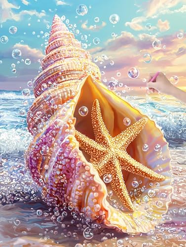 Diamond Painting Muschel, 5D Diamant Painting Bilder Erwachsene und Anfänger, Diamant Malerei Bastelset Erwachsene, DIY Mosaikherstellung Basteln für Geschenke und Wanddeko Wohnzimmer, 30x40cm, T-39 Diamond Painting Muschel, 5D Diamant Painting Bilder Erwachsene und Anfänger, Diamant Malerei Bastelset Erwachsene, DIY Mosaikherstellung Basteln für Geschenke und Wanddeko Wohnzimmer, 30x40cm, T-39 von LXingzun