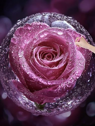 Diamond Painting Rose, 5D Diamant Painting Bilder Erwachsene und Anfänger, Diamant Malerei Bastelset Erwachsene, DIY Mosaikherstellung Basteln für Geschenke und Wanddeko Wohnzimmer, 60x80cm, U-49 von LXingzun