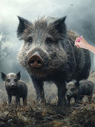 Diamond Painting Wildschwein, 5D Diamant Painting Bilder Erwachsene und Anfänger, Diamant Malerei Bastelset Erwachsene, DIY Mosaikherstellung Basteln für Geschenke und Zimmer Wanddeko 60x80cm, T-23 Diamond Painting Wildschwein, 5D Diamant Painting Bilder Erwachsene und Anfänger, Diamant Malerei Bastelset Erwachsene, DIY Mosaikherstellung Basteln für Geschenke und Zimmer Wanddeko 60x80cm, T-23 von LXingzun