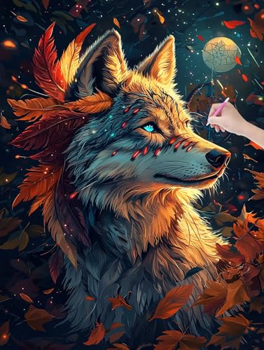 Diamond Painting Wolf, 5D Diamant Painting Bilder Erwachsene und Anfänger, Diamant Malerei Bastelset Erwachsene, DIY Mosaikherstellung Basteln für Geschenke und Wanddeko Wohnzimmer, 30x40cm, T-83 Diamond Painting Wolf, 5D Diamant Painting Bilder Erwachsene und Anfänger, Diamant Malerei Bastelset Erwachsene, DIY Mosaikherstellung Basteln für Geschenke und Wanddeko Wohnzimmer, 30x40cm, T-83 von LXingzun