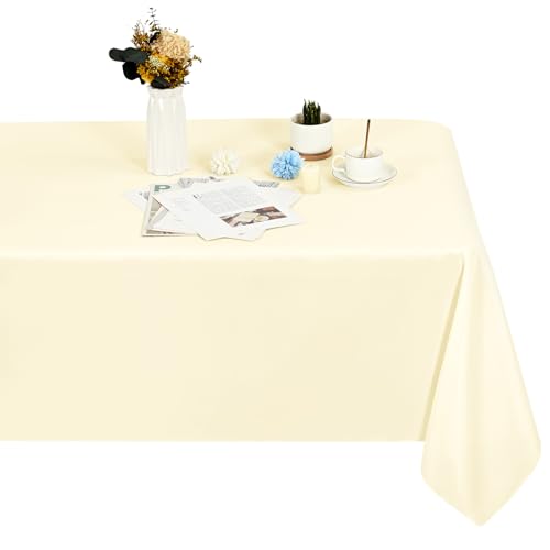 1 Stück Rechteck Tischdecke,153x260cm Beige Tischdecke Polyester Tischdecke für 1,8m Rechteck Tische,Fleck und Falten beständige waschbare Stoff Tischdecke für Hochzeit,Restaurant von LYAFS