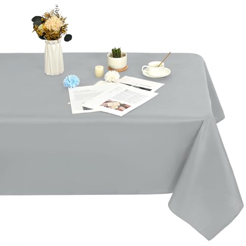 LYAFS Rechteck Tischdecke, 153x260cm Grau, Polyester, Knitterfrei, Schmutzabweisend, 1 Stück, Für 1,8m Rechteck Tische, Hochzeit, Restaurant von LYAFS