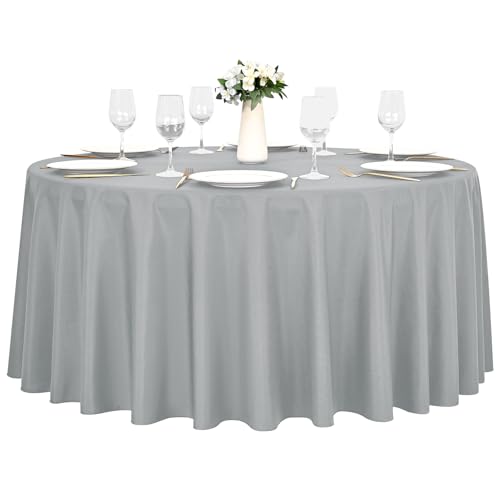 1 Stück Rund Hellgrau Tischdecke, Durchmesser 229 cm Rund, Waschbarer Polyester Stoff,Knitterresistent,Verblasst Nicht,Resistente Flecke Tischdecke Tischdekoration für Hochzeit Party Restaurant Banket 1 Stück Rund Hellgrau Tischdecke, Durchmesser 229 cm Rund, Waschbarer Polyester Stoff,Knitterresistent,Verblasst Nicht,Resistente Flecke Tischdecke Tischdekoration für Hochzeit Party Restaurant Banket von LYAFS