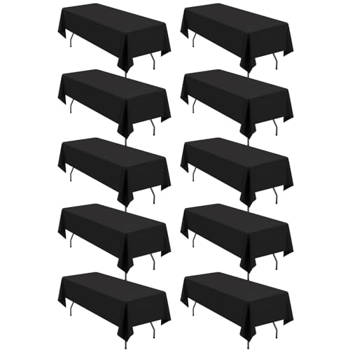 10er-Pack rechteckige Tischdecken, 153 x 260 cm, Schwarze Tischdecke, Polyester-Tischdecke für 1,8 m große rechteckige Tische, Flecken- und knitterfrei, waschbare Stoff-Tischdecken für Hochzeit 10er-Pack rechteckige Tischdecken, 153 x 260 cm, Schwarze Tischdecke, Polyester-Tischdecke für 1,8 m große rechteckige Tische, Flecken- und knitterfrei, waschbare Stoff-Tischdecken für Hochzeit von LYAFS