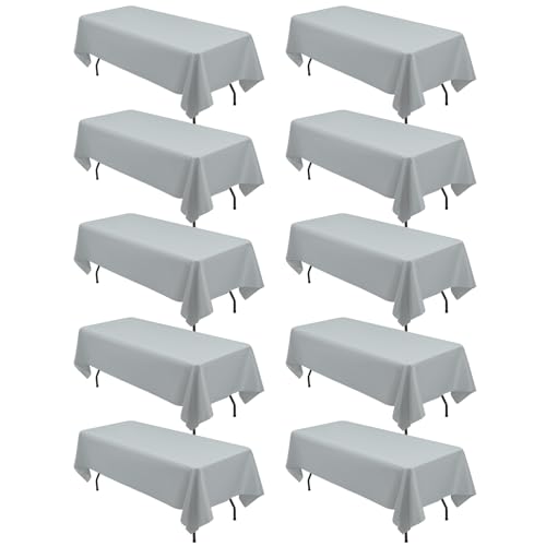 10er-Pack rechteckige Tischdecken, 153 x 260 cm Hellgrau Tischdecke, Polyester-Tischdecke für 1,8 m große rechteckige Tische, Flecken- und knitterfrei, waschbare Stoff-Tischdecken für Hochzeit 10er-Pack rechteckige Tischdecken, 153 x 260 cm Hellgrau Tischdecke, Polyester-Tischdecke für 1,8 m große rechteckige Tische, Flecken- und knitterfrei, waschbare Stoff-Tischdecken für Hochzeit von LYAFS