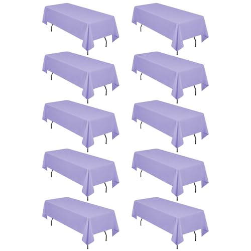 10er-Pack rechteckige Tischdecken, 153 x 260 cm Lavendel Tischdecke, Polyester-Tischdecke für 1,8 m große rechteckige Tische, Flecken- und knitterfrei, waschbare Stoff-Tischdecken für Hochzeit 10er-Pack rechteckige Tischdecken, 153 x 260 cm Lavendel Tischdecke, Polyester-Tischdecke für 1,8 m große rechteckige Tische, Flecken- und knitterfrei, waschbare Stoff-Tischdecken für Hochzeit von LYAFS