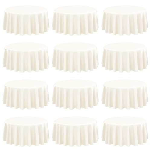 12-Pack Runde Tischdecke 229 cm Elfenbein Polyester für Runden Tisch - Premium Waschbare Gewebe für Hochzeitsfeier, Bankett, Restaurant, Empfang 12-Pack Runde Tischdecke 229 cm Elfenbein Polyester für Runden Tisch - Premium Waschbare Gewebe für Hochzeitsfeier, Bankett, Restaurant, Empfang von LYAFS