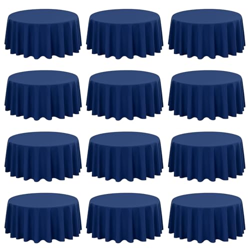 12-Pack Runde Tischdecke 229 cm Navy blau Polyester Tischdecke für runden Tisch, Premium waschbare Gewebe Tischdecke für Hochzeitsfeier Bankett Restaurant Empfang 12-Pack Runde Tischdecke 229 cm Navy blau Polyester Tischdecke für runden Tisch, Premium waschbare Gewebe Tischdecke für Hochzeitsfeier Bankett Restaurant Empfang von LYAFS