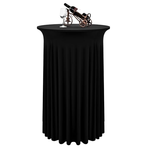 1er-Set Schwarz Stehtisch Hussen für Bistrotisch 80 x 110 cm Spandex-Stretch Tischdecke mit Rock, Runder Cocktail-Tischrocke für Hochzeit, Bar, Party, Geburtstag, Banketttisch 1er-Set Schwarz Stehtisch Hussen für Bistrotisch 80 x 110 cm Spandex-Stretch Tischdecke mit Rock, Runder Cocktail-Tischrocke für Hochzeit, Bar, Party, Geburtstag, Banketttisch von LYAFS