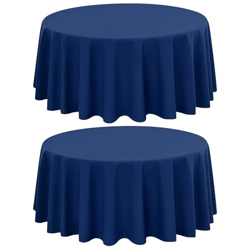 2-Pack Runde Tischdecke 229 cm Navy blau Polyester Tischdecke für runden Tisch, Premium waschbare Gewebe Tischdecke für Hochzeitsfeier Bankett Restaurant Empfang 2-Pack Runde Tischdecke 229 cm Navy blau Polyester Tischdecke für runden Tisch, Premium waschbare Gewebe Tischdecke für Hochzeitsfeier Bankett Restaurant Empfang von LYAFS