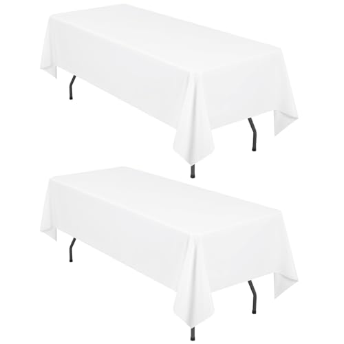 2-Pack weiße Tischdecke für Rechteck Tische,153 x 260 cm Polyester Tischdecken für 6 Fuß Rechteck Tische,Fleck beständige waschbare Stoff Tischdecke für Hochzeit Esstisch Buffet Parteien 2-Pack weiße Tischdecke für Rechteck Tische,153 x 260 cm Polyester Tischdecken für 6 Fuß Rechteck Tische,Fleck beständige waschbare Stoff Tischdecke für Hochzeit Esstisch Buffet Parteien von LYAFS
