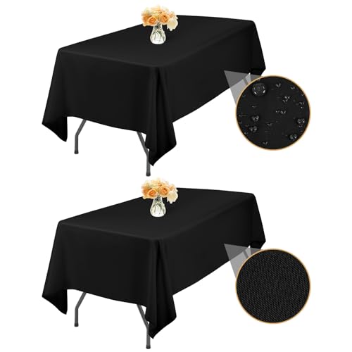 2-Packung Schwarz 130x280cm Rechteck Tischdecke Abwischbar, wasserdichte Fleckenbeständige Waschbare Polyester Stoff Tischdecke für Hochzeitsfeier Geburtstag Buffet Camping Drinnen Draußen 2-Packung Schwarz 130x280cm Rechteck Tischdecke Abwischbar, wasserdichte Fleckenbeständige Waschbare Polyester Stoff Tischdecke für Hochzeitsfeier Geburtstag Buffet Camping Drinnen Draußen von LYAFS