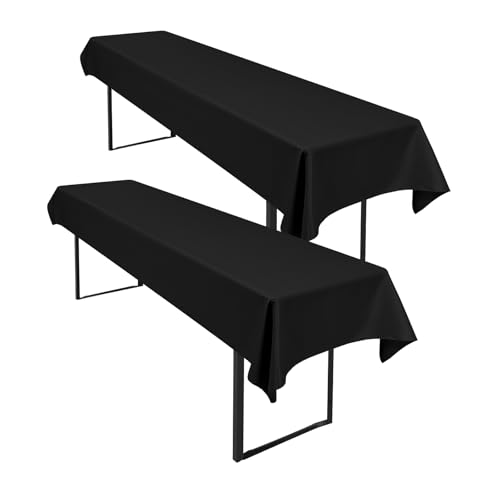 2 Stück Schwarz Biertisch Tischdecke 250 x 100cm Wasserfester Polyester Glattgewebtes Biertischtuch Innen und Außen Universelles Tischtuch Fleckenfest Einfach zu Reinigen von LYAFS