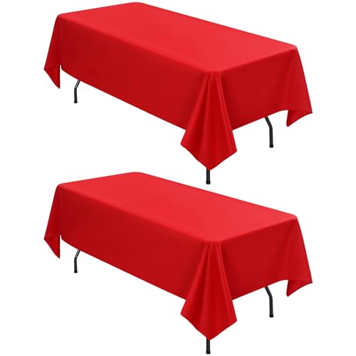 2er-Pack rechteckige Tischdecken, 153 x 260 cm rote Tischdecke, Polyester-Tischdecke für 1,8 m große rechteckige Tische, Flecken- und knitterfrei, waschbare Stoff-Tischdecken für Hochzeit, Restaurant 2er-Pack rechteckige Tischdecken, 153 x 260 cm rote Tischdecke, Polyester-Tischdecke für 1,8 m große rechteckige Tische, Flecken- und knitterfrei, waschbare Stoff-Tischdecken für Hochzeit, Restaurant von LYAFS