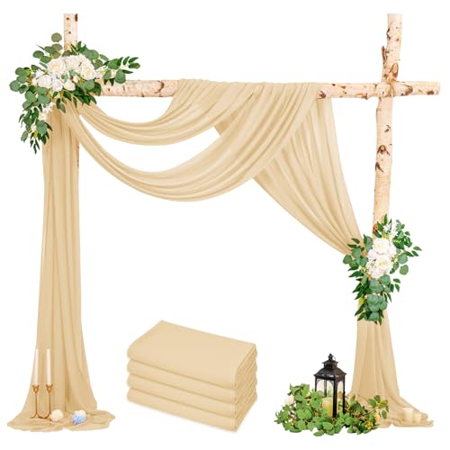LYAFS 4 Packs Hochzeit Vorhang Hochzeitsbogen, Champagner Querbehang 73cmx610cm Chiffon-Stoff-Vorhang für Hochzeit, Hintergrund Deko Gardinen Vorhang für Hochzeitsbogen Zeremonie, Torbogen, Party LYAFS 4 Packs Hochzeit Vorhang Hochzeitsbogen, Champagner Querbehang 73cmx610cm Chiffon-Stoff-Vorhang für Hochzeit, Hintergrund Deko Gardinen Vorhang für Hochzeitsbogen Zeremonie, Torbogen, Party von LYAFS