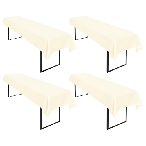 4 Stück Beige Biertisch Tischdecke 250 x 100cm Wasserfester Polyester Glattgewebtes Biertischtuch Innen und Außen Universelles Tischtuch Fleckenfest Einfach zu Reinigen von LYAFS