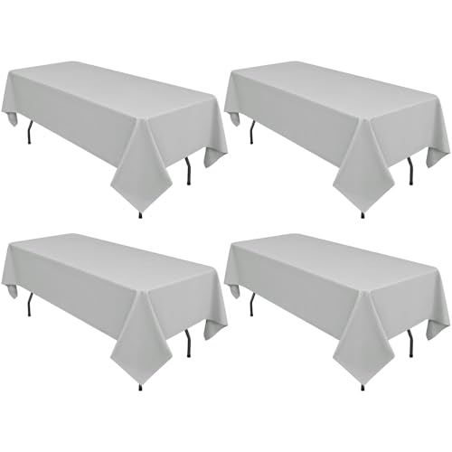 4 Stück Hellgrau Tischdecke 153 x 260 cm, Polyestergewebe Tischdecke für 6 FT Rechteck Tische schmutzabweisende und Waschbare Tischdecke dekorative Tischdecke für Hochzeiten, Partys, Bankette 4 Stück Hellgrau Tischdecke 153 x 260 cm, Polyestergewebe Tischdecke für 6 FT Rechteck Tische schmutzabweisende und Waschbare Tischdecke dekorative Tischdecke für Hochzeiten, Partys, Bankette von LYAFS