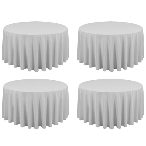 4 Stück Runde Tischdecke 229 cm, Hellgrau Polyester Tischdecke für Runden Tische schmutzabweisende und Waschbare Tischdecke Dekorative Tischdecke für Hochzeiten, Geburtstage, Partys, Bankette, Camping 4 Stück Runde Tischdecke 229 cm, Hellgrau Polyester Tischdecke für Runden Tische schmutzabweisende und Waschbare Tischdecke Dekorative Tischdecke für Hochzeiten, Geburtstage, Partys, Bankette, Camping von LYAFS