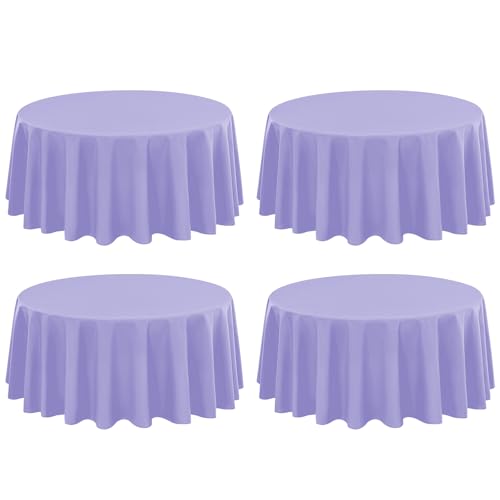 4 Stück Runde Tischdecke 229 cm, Hellviolette Polyester Tischdecke für Runden Tische schmutzabweisende und Waschbare Tischdecke Dekorative Tischdecke für Hochzeiten, Geburtstage, Partys, Bankette 4 Stück Runde Tischdecke 229 cm, Hellviolette Polyester Tischdecke für Runden Tische schmutzabweisende und Waschbare Tischdecke Dekorative Tischdecke für Hochzeiten, Geburtstage, Partys, Bankette von LYAFS