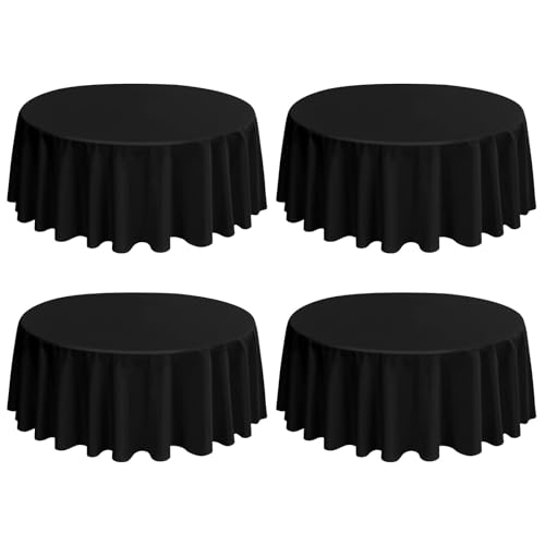 4 Stück Runde Tischdecke 229 cm, Schwarz Polyester Tischdecke für Runden Tische schmutzabweisende und Waschbare Tischdecke Dekorative Tischdecke für Hochzeiten, Geburtstage, Partys, Bankette, Camping 4 Stück Runde Tischdecke 229 cm, Schwarz Polyester Tischdecke für Runden Tische schmutzabweisende und Waschbare Tischdecke Dekorative Tischdecke für Hochzeiten, Geburtstage, Partys, Bankette, Camping von LYAFS