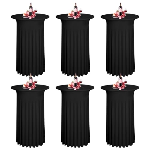 6 Packungen Schwarz Stehtischhussen, 60 x 110 cm, Dehnbare Stehtisch-Tischdecke mit Rock, runder Spandex-Cocktail-Tischrock, Bistrotisch-Stehtisch-Abdeckung, Party für Bankett, Hochzeit, Geburtstag 6 Packungen Schwarz Stehtischhussen, 60 x 110 cm, Dehnbare Stehtisch-Tischdecke mit Rock, runder Spandex-Cocktail-Tischrock, Bistrotisch-Stehtisch-Abdeckung, Party für Bankett, Hochzeit, Geburtstag von LYAFS