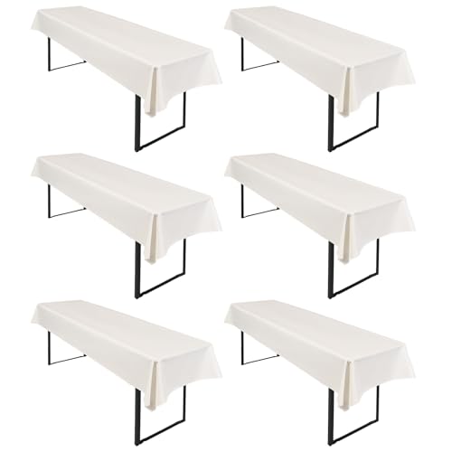 6 Stück Elfenbein Wasserfester Gebürstetes Biertisch Tischdecke 250 x 100cm Biertischtuch Geeignet für Familienfeiern Parties Bankette Bierzeltfestivals und andere Anlässe von LYAFS