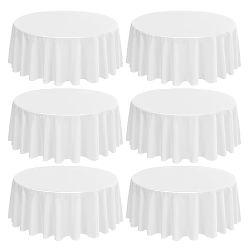 6 Stück Runde Tischdecken - 229 cm Weiß Polyester Tischdecke für Runden Tisch, Pflegeleicht Waschbare Stoff Tischdecke, Flecken und Knitterfrei Polyester Tischdecke für Hochzeits Bankett Party 6 Stück Runde Tischdecken - 229 cm Weiß Polyester Tischdecke für Runden Tisch, Pflegeleicht Waschbare Stoff Tischdecke, Flecken und Knitterfrei Polyester Tischdecke für Hochzeits Bankett Party von LYAFS