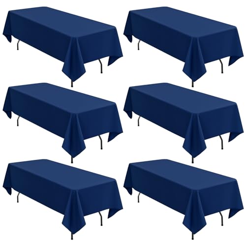 6er-Pack rechteckige Tischdecken, 153 x 260 cm marineblaue Tischdecke, Polyester-Tischdecke für 1,8 m große rechteckige Tische, Flecken- und knitterfrei, waschbare Stoff-Tischdecken für Hochzeit 6er-Pack rechteckige Tischdecken, 153 x 260 cm marineblaue Tischdecke, Polyester-Tischdecke für 1,8 m große rechteckige Tische, Flecken- und knitterfrei, waschbare Stoff-Tischdecken für Hochzeit von LYAFS