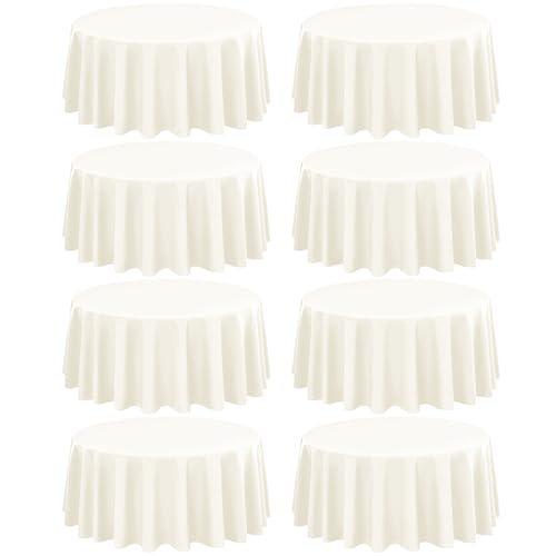 8-Pack Runde Tischdecke 229 cm Elfenbein Polyester Tischdecke für runden Tisch, Premium waschbare Gewebe Tischdecke für Hochzeitsfeier Bankett Restaurant Empfang 8-Pack Runde Tischdecke 229 cm Elfenbein Polyester Tischdecke für runden Tisch, Premium waschbare Gewebe Tischdecke für Hochzeitsfeier Bankett Restaurant Empfang von LYAFS